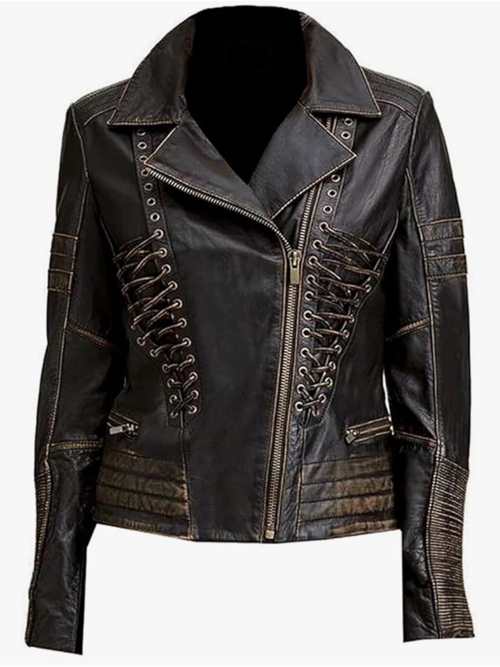 Wilsons Leather Black Lace-Up Asymmetrical Moto Jacket